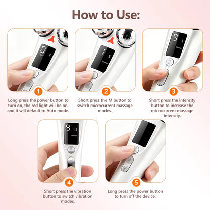 8-Mode EMS Microcurrent Facial Beauty Instrument with Red Light & Vibration