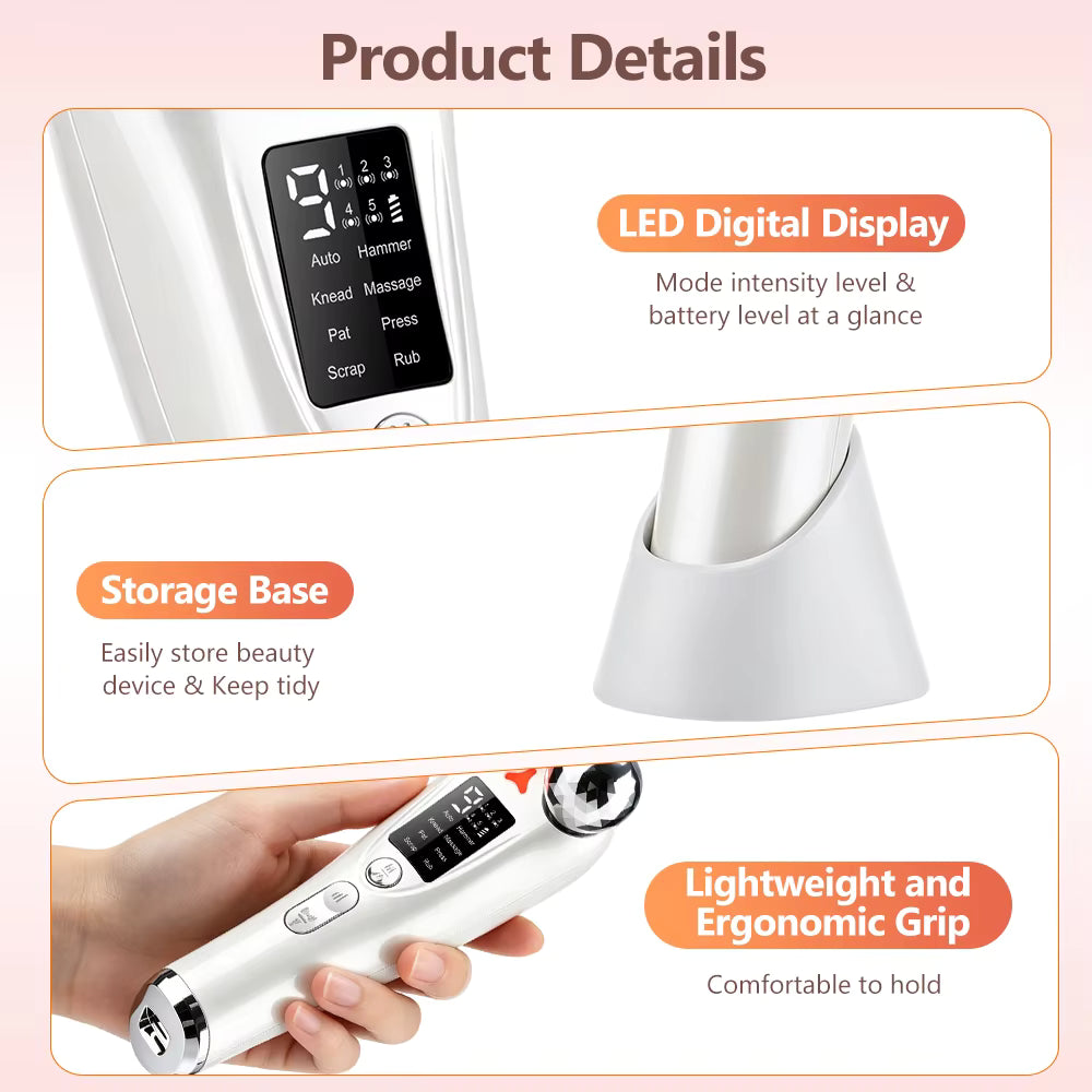 8-Mode EMS Microcurrent Facial Beauty Instrument with Red Light & Vibration