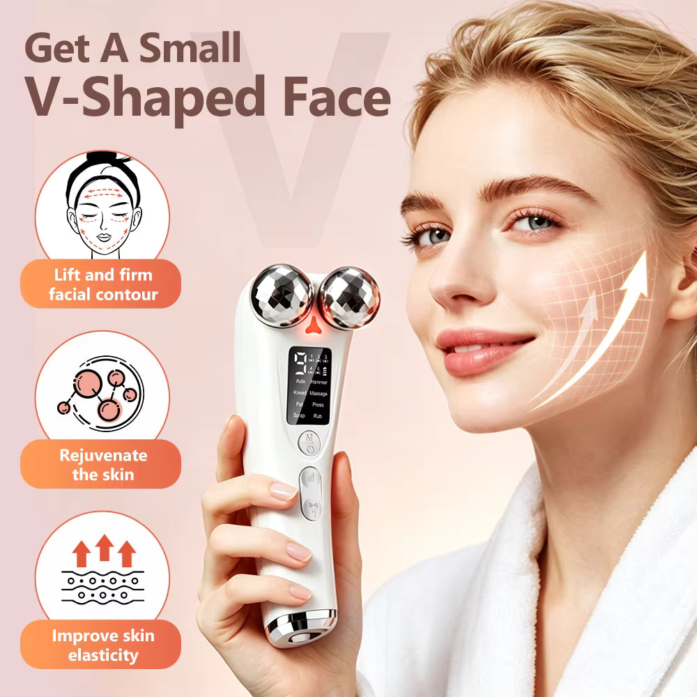8-Mode EMS Microcurrent Facial Beauty Instrument with Red Light & Vibration