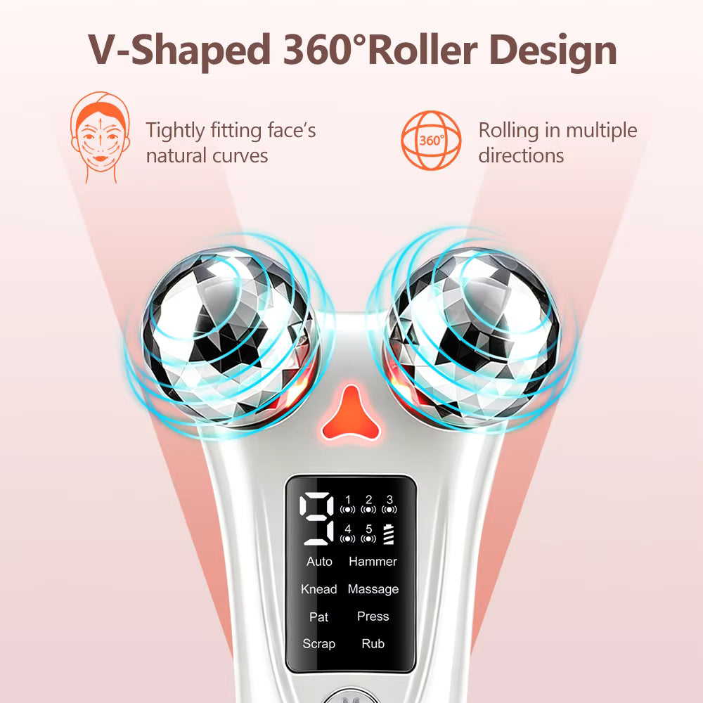 8-Mode EMS Microcurrent Facial Beauty Instrument with Red Light & Vibration