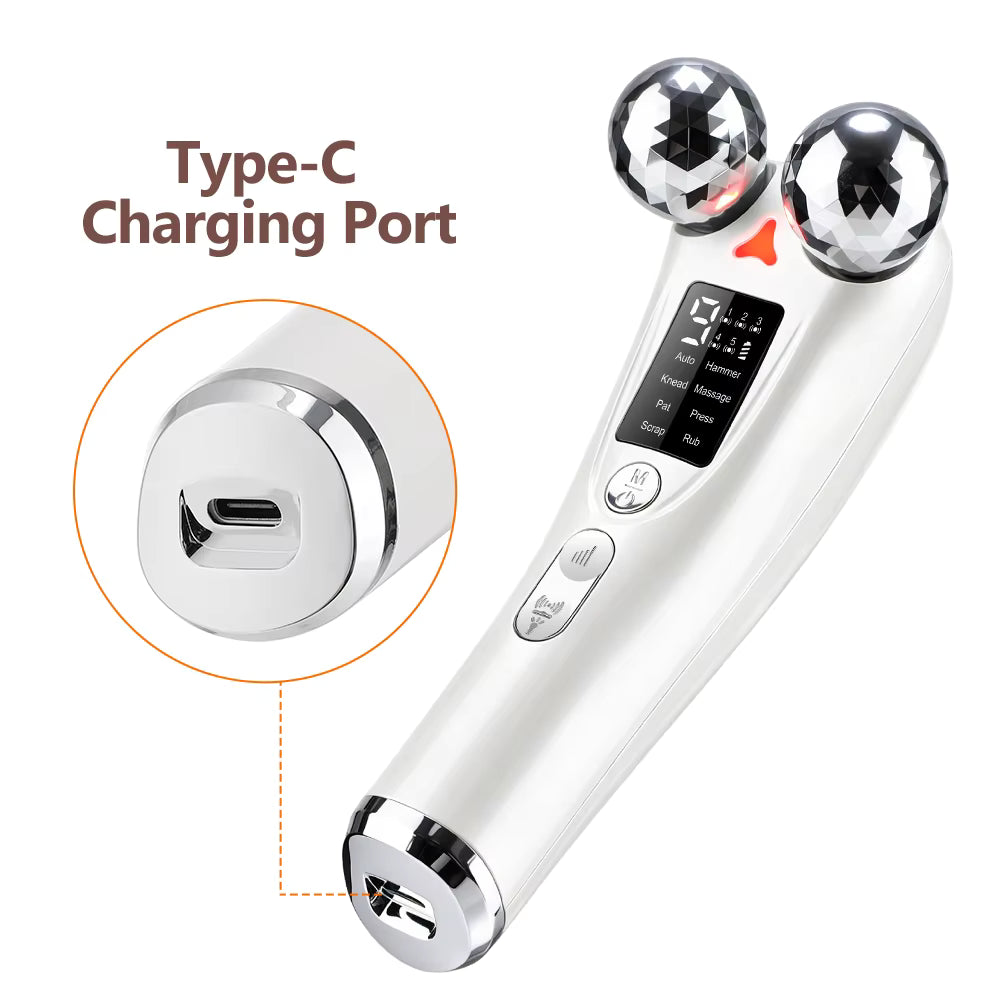 8-Mode EMS Microcurrent Facial Beauty Instrument with Red Light & Vibration